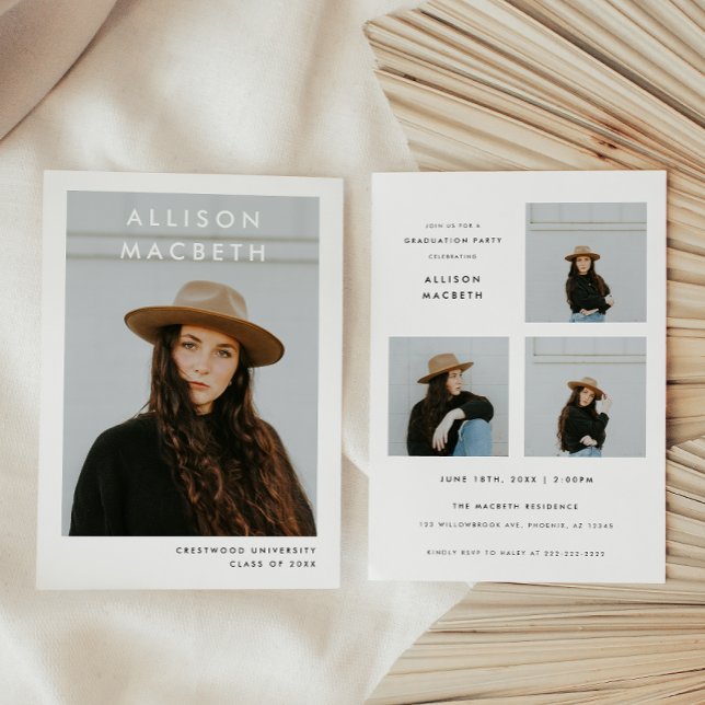 Modern & Minimalistic Multi Photo Graduation Invitation (Creator Uploaded)