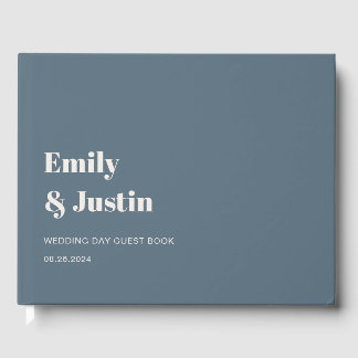 Modern Minimalistic Navy Blue Beige Wedding Guest Book