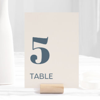 Modern Minimalistic Navy Blue Beige Wedding Table Number