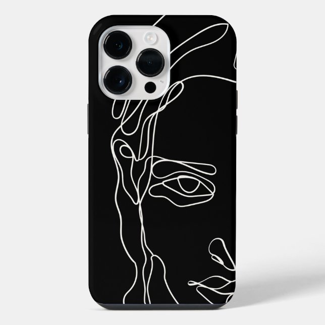 Modern minimalistic one-line drawing face iPhone case (Back)