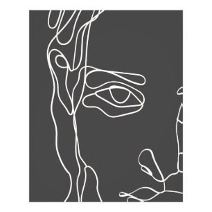 Modern minimalistic one-line drawing face photo print