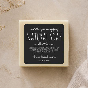 Modern minimalistic packaging simple black soap square sticker