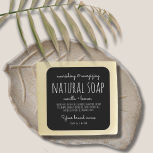Modern minimalistic packaging simple black soap square sticker