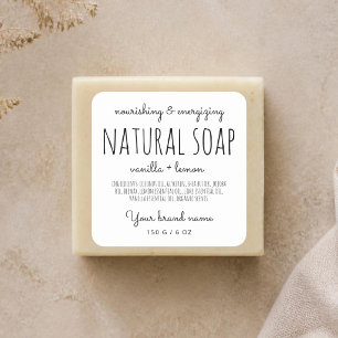 Modern minimalistic packaging simple white soap square sticker