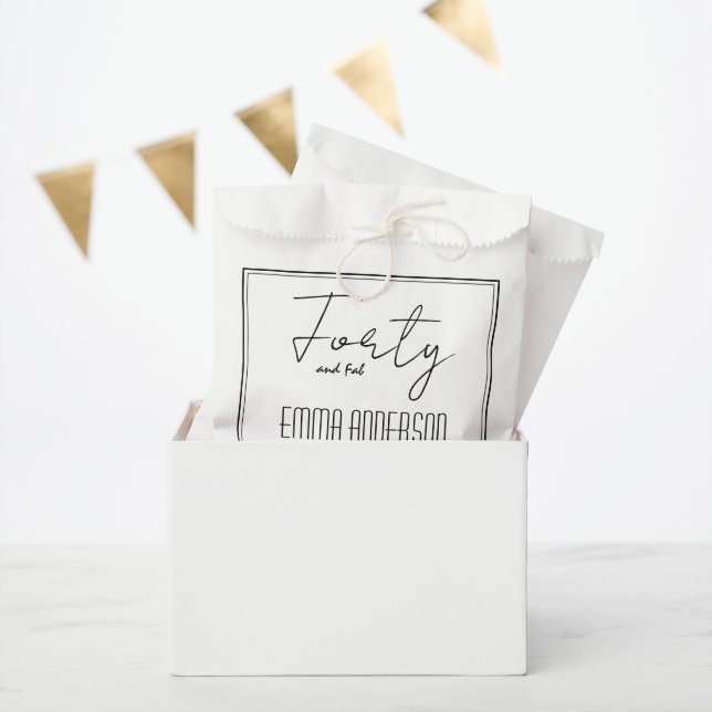 Modern Minimalistic Personalised Black White Favour Bags (Party)