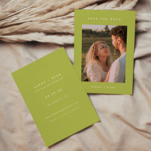 Modern Minimalistic Photo Lime Green Wedding Save The Date