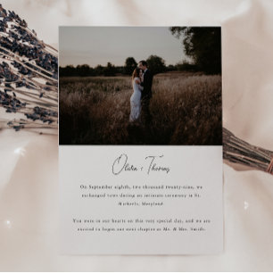 Modern Minimalistic Photo Wedding Elopement Announcement