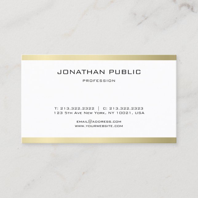 Modern Minimalistic Plain Gold Look Trendy Luxury Business Card (Front)