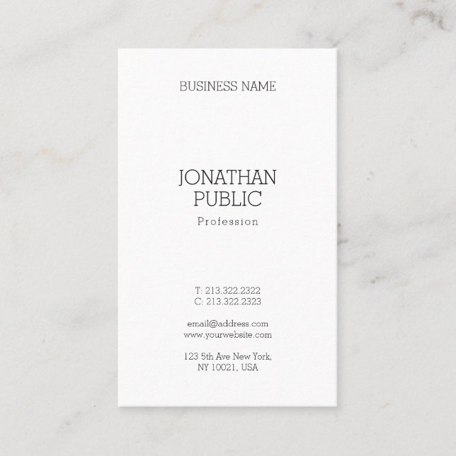 Modern Minimalistic Professional Template Elegant Business Card (Front)
