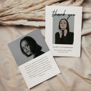 Modern Minimalistic Script 2-Photo Graduation Thank You Card
