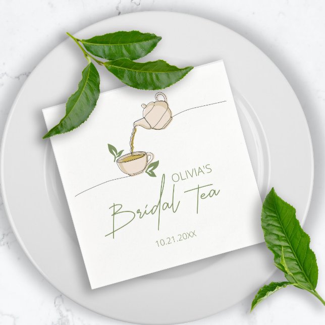 Modern Minimalistic Script Tea Party Bridal Shower Napkin (Creator Uploaded)