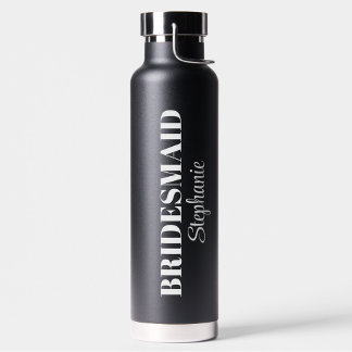 Modern Minimalistic Script Wedding Bridal Party Water Bottle