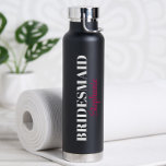 Modern Minimalistic Script Wedding Bridal Party Water Bottle<br><div class="desc">Thank your bridal party with these practical Personalised Bridal Party Water Bottles! Perfect to bring on the bachelorette trip weekend! Title can be altered to any text including Jr. Bridesmaid,  Maid of Honour,  Matron of Honour and Flower Girl.  Different colour options available.</div>