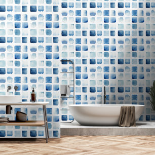 Modern Minimalistic Serenity Watercolor Squares Wallpaper