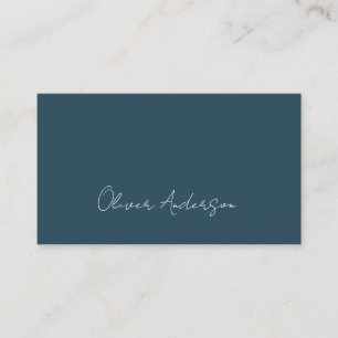 Modern minimalistic teal & white contacts logo business card