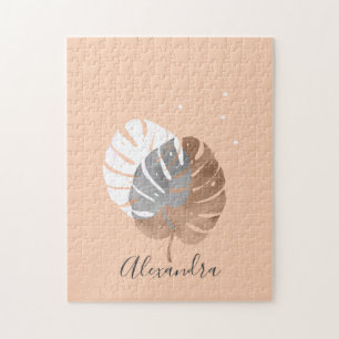 Modern minimalistic tropical leaves illustration jigsaw puzzle