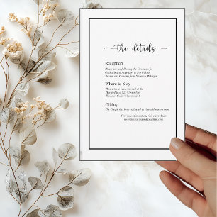 Modern Minimalistic White on Black Details Card