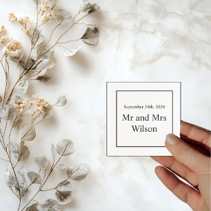 Modern Minimalistic White on Black Dinner Cocktail Napkin