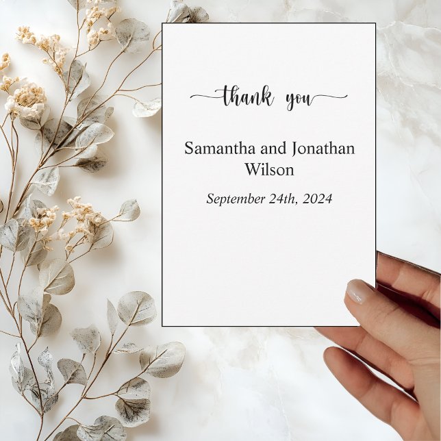 Modern Minimalistic White on Black Thank you Card (Creator Uploaded)