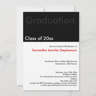 Modern Minimilast Black Graduation Announcement