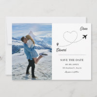 Modern minimlalist Plane Travel Route Love wedding