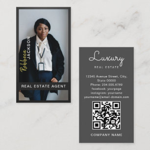 Modern Minimul Realtor photo real Estate QR code Business Card
