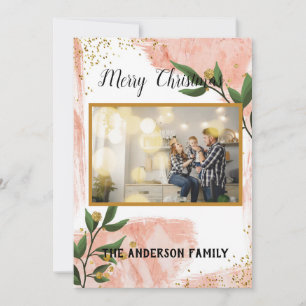 Modern minimum Christmas rustic multi photo Holiday Card