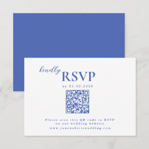 Modern mininalist Bright Navy Blue Wedding chic RSVP Card