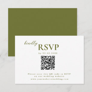 Modern mininalist Olive Green Wedding chic RSVP Card