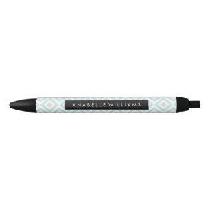 Modern Mint and Beige Geometric Pattern Black Ink Pen