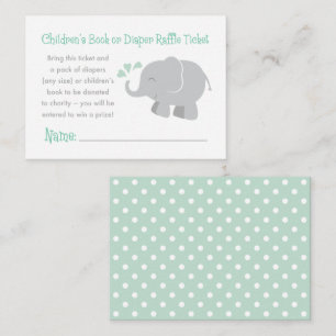Modern Mint and Grey Elephant Baby Shower Enclosure Card
