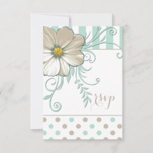 MODERN MINT BISQUE DOTS and STRIPES RSVP Card