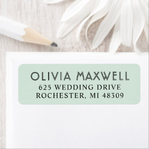 Modern Mint Black Art Deco Wedding Address