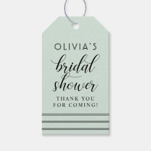 Modern Mint Black Script Wedding Shower Favour Gift Tags