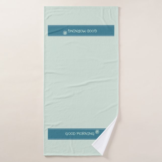 Modern Mint Blue "Good Morning" Minimalist Bath Towel Set (Bath Towel)