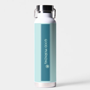 Modern Mint Blue "Good Morning" Minimalist Water Bottle