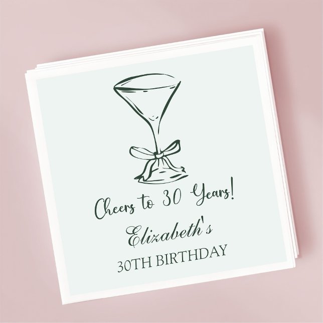 Modern Mint Cheers to 30 years Birthday Napkins (Creator Uploaded)