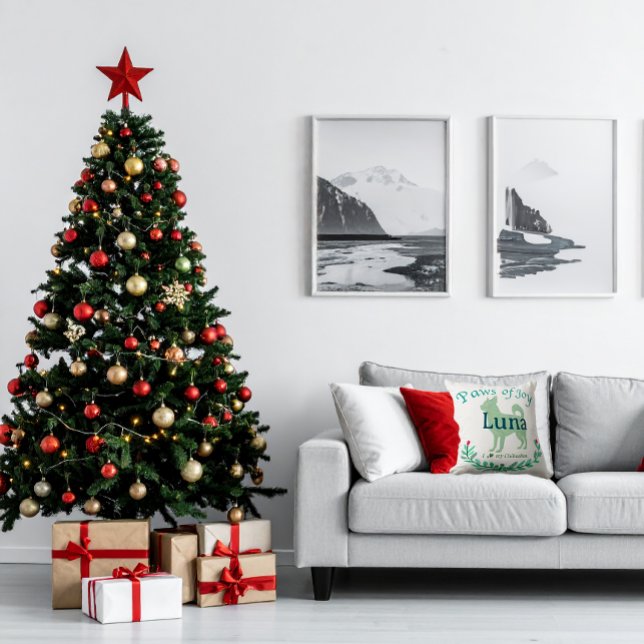 Modern Mint Chihuahua | Personalised Christmas Cushion (Creator Uploaded)