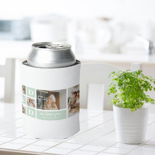 Modern Mint Collage Photo Dad Best Gift Can Cooler