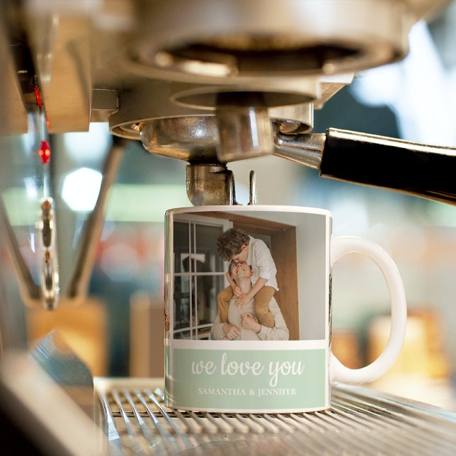 Modern Mint Collage Photo Dad Best Gift Large Coffee Mug (Creator Uploaded)