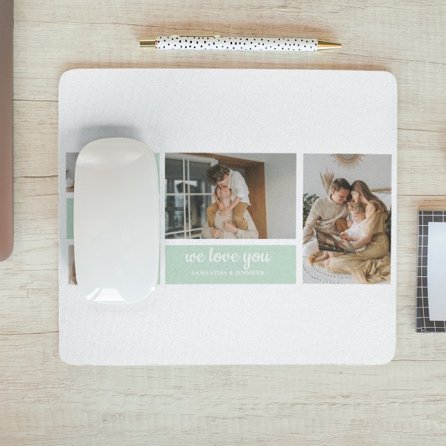 Modern Mint Collage Photo Dad Best Gift Mouse Pad (Creator Uploaded)