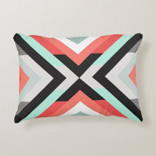 Modern Mint Coral Colour Block Geometric Pattern Decorative Cushion