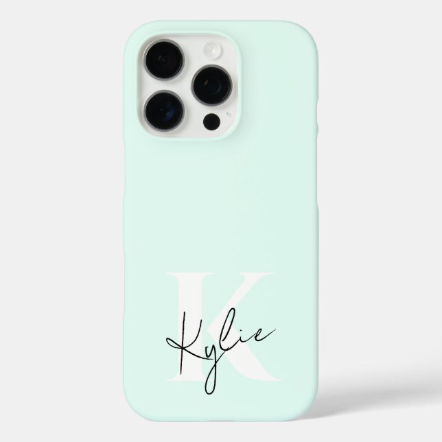 Modern Mint Cream Personalised Monogram Name -  Case-Mate iPhone Case (Back)
