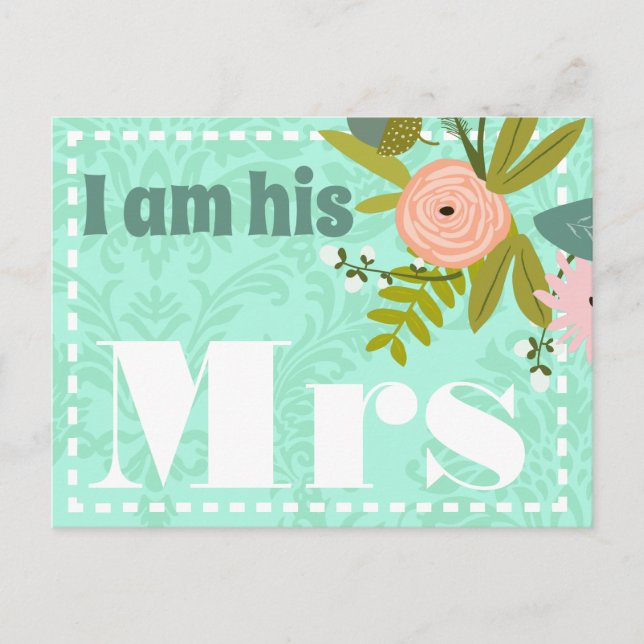 Modern Mint  Damask Wedding Invite (Front)