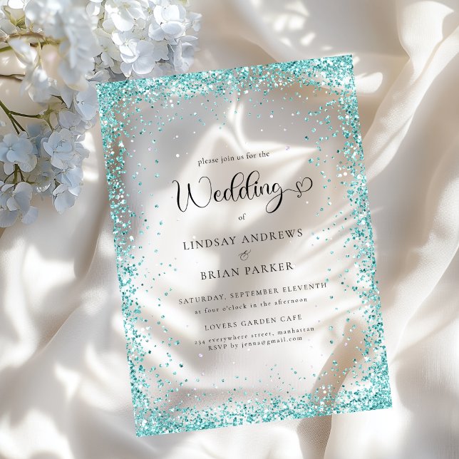 Modern Mint Glitter Wedding Acrylic Invitations (Modern Mint Glitter Wedding Acrylic Invitations)