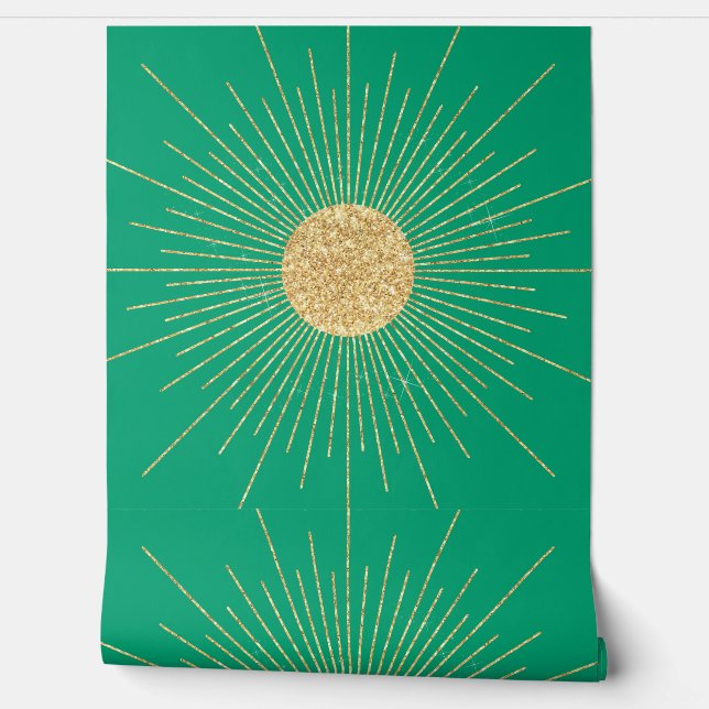 Modern Mint Gold Sunshine  Wallpaper (Unrolling)
