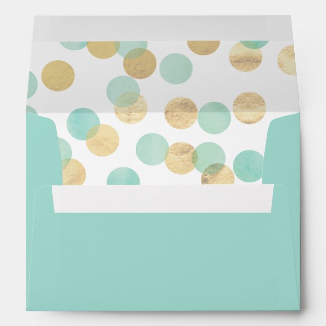 Modern Mint & Gold Yellow Holidays Personalised Envelopes (Back (Bottom))