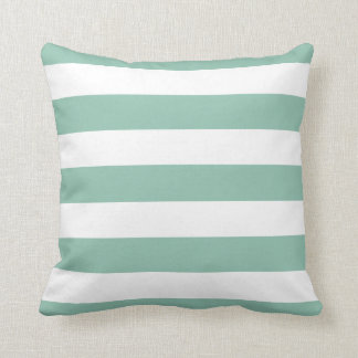 Modern Mint Green and White Stripes Cushion