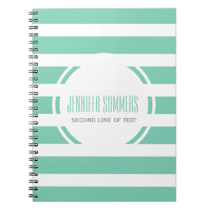 Modern Mint-Green And White Stripes Pattern Spiral Notebook