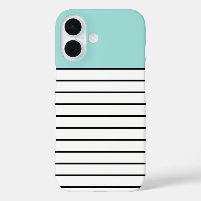 Modern Mint Green Black White Stripes Pattern  Case-Mate iPhone Case (Back)